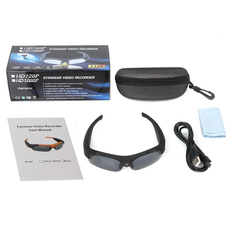 HD 1080P lunettes de soleil caméra Mini caméscope lunettes enregistreur vidéo grand angle 120 degrés lunettes de sport Support TF carte SM16 