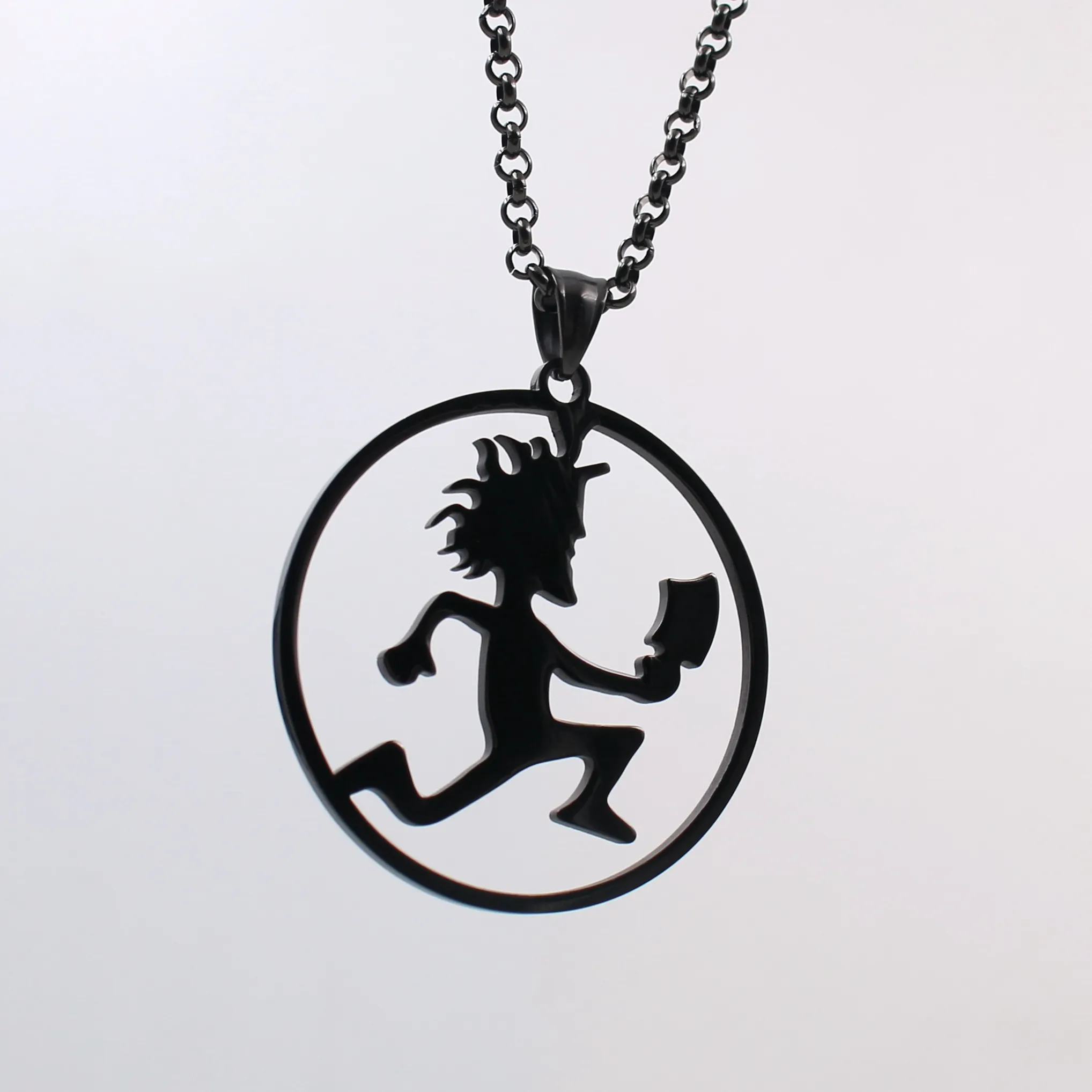 black silver High Polished Fashion Stainless Steel roker ICP Round Hatchet Man Pendant Men Women Necklace Chain4813739