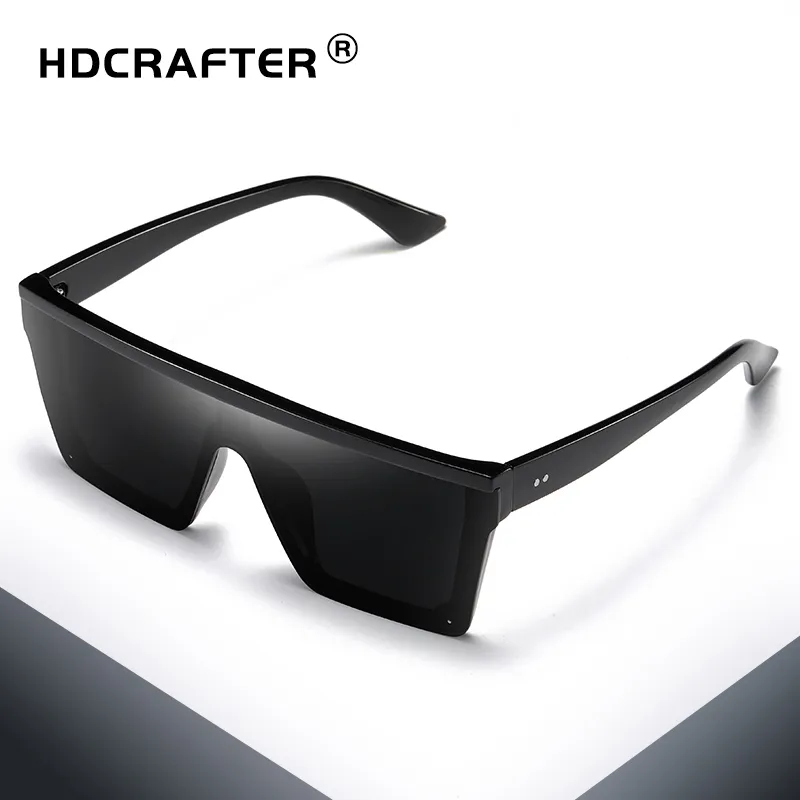 HDCRAFTER الرجعية مربع نظارات شمسية مسطحة أعلى تصميم الرجال نظارات القيادة في الهواء الطلق الرياضة الشمس الزجاج