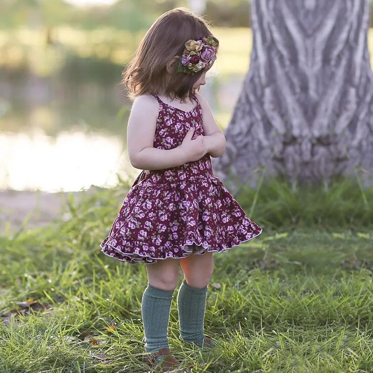 2018 estilo europeu novo bebê menina verão vestidos de crianças sem encosto quebrado flor suspender vestido de algodão frete grátis