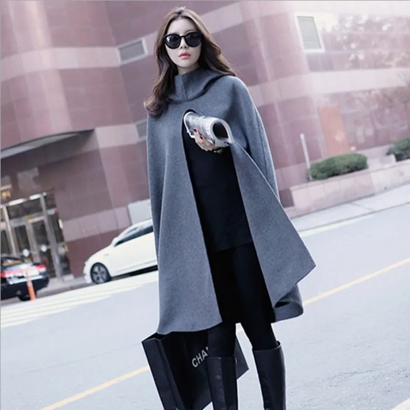 LaoZan Femme Élégant Chaud Hiver Capuche Poncho Cape Mélange De Laine Veste Manteau à Capuche XXL Noir Dès 44,99 € - Sur