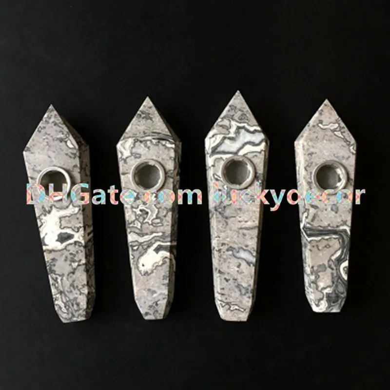 Gemstone Crystal Picasso Jasper Tobacco Smoking Pipe Hand Carved Reiki Chakra Healing Protection Natural Impression Jasper Marble Stone Pipe