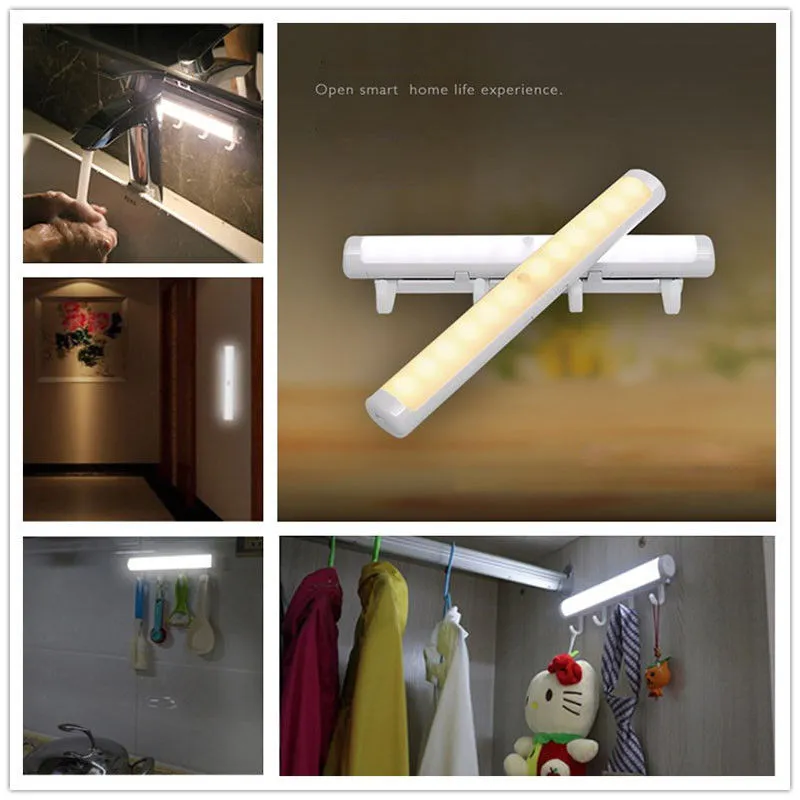 Smart LED Wardrobe Light Human Body Induction Sensor Closet Cabinet Lamp Hook UK