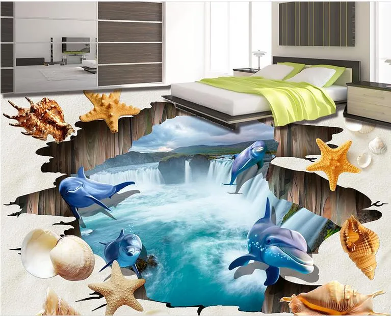 Badkamer Keuken Custom The Underwater World Tile Painting 3D PVC Zelfklevende Waterdichte Non Slip Vloerverdikking