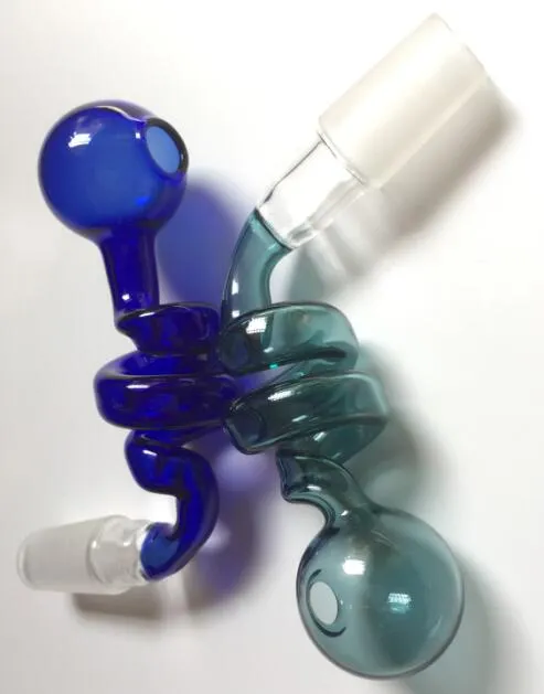 Newest Curved Pyrex Glass Oil Burner Pipe Bowl Bucket 14mm Male Joint for Dab Rigs Water Bong Pipes