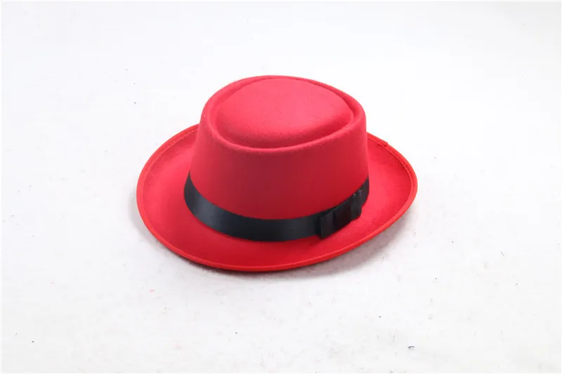 New Fashion Retro Felt jazz hat Round Flat TOP hats for men women Elegant Solid felt Fedora Hat Band Wide Flat Brim Jazz Hats Pa7411099