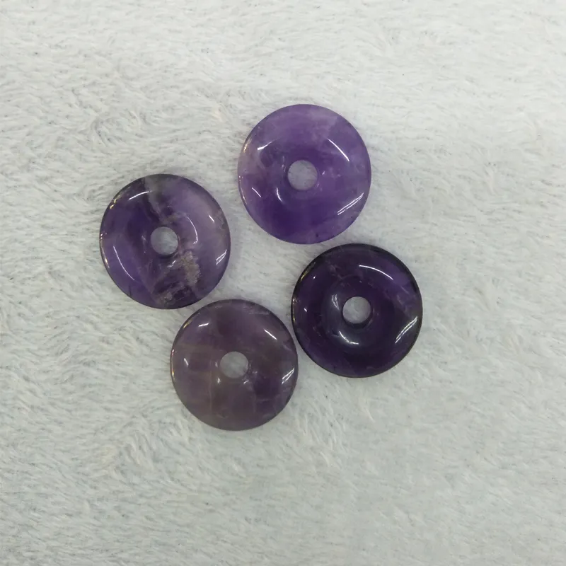 10 Stück / Los 20mm 30mm 40mm Natürliche Amethyst Steinperlen Donuts Form Lose Perlen für Schmuckherstellung Ring Kreis Perlen Anhänger182P