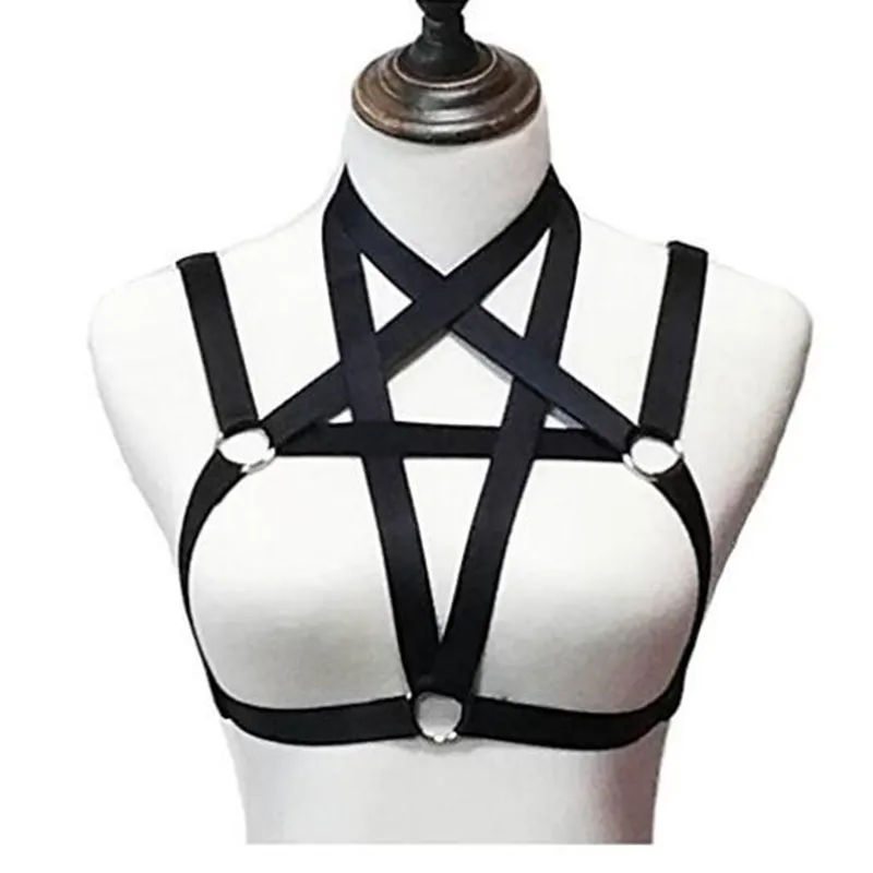 Hot Bdsm femme sexy Goth Lingerie Harnais élastique cage soutien-gorge lingerie cupless Bondage Body harnais élastique ceinture Taille juste disponible pour S-XL