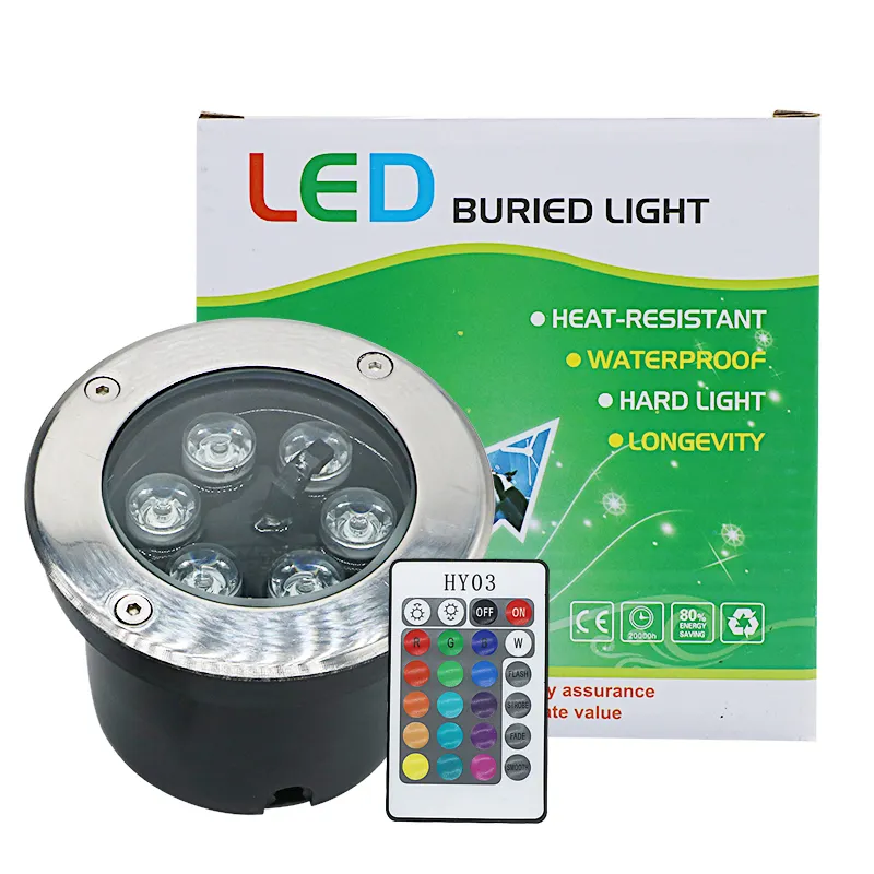 IP67 للماء 12V DC المدخلات الجهد 6W LED تحت الأرض ضوء دافئ أبيض / أبيض / أحمر / أخضر / أزرق / أصفر / RGB اللون متاح