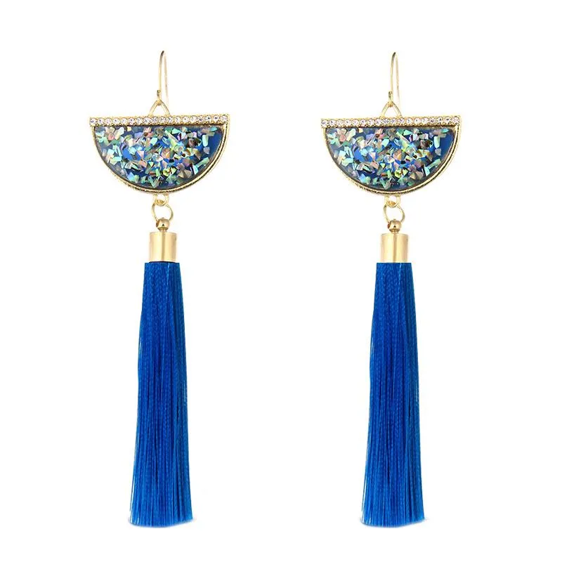 Chinese Style Tassel Earrings Shell Fan Shaped Fringe Dangle & Chandelier 6 Colors Good Quality Design Women Jewelry Melody2041