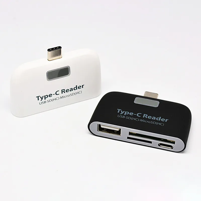 4 In1 USB 3.1 Tip C USB-C TF SD Mikro SD OTG Kart Okuyucu Kartenleser Macbook Telefon Tablet Için Beyaz Siyah