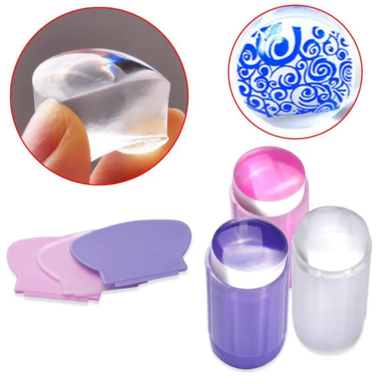 1set Clear Jelly Stamper 2.8cm Transparent Nail Stamping Timbre Grattoir Polonais Impression Transfert Nail Stamper Outil