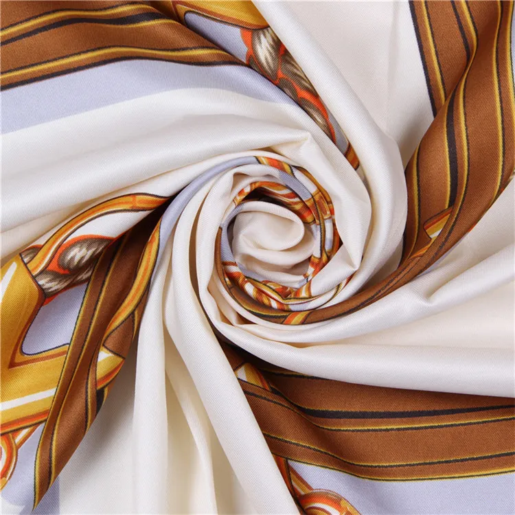 130 * 130 cm Fashion Silk Sjaal Vrouwen Grote Sjaals Stoles Melt Chain Print Square Sjaals Echarpes Foulards Femme Wrap Bandanas