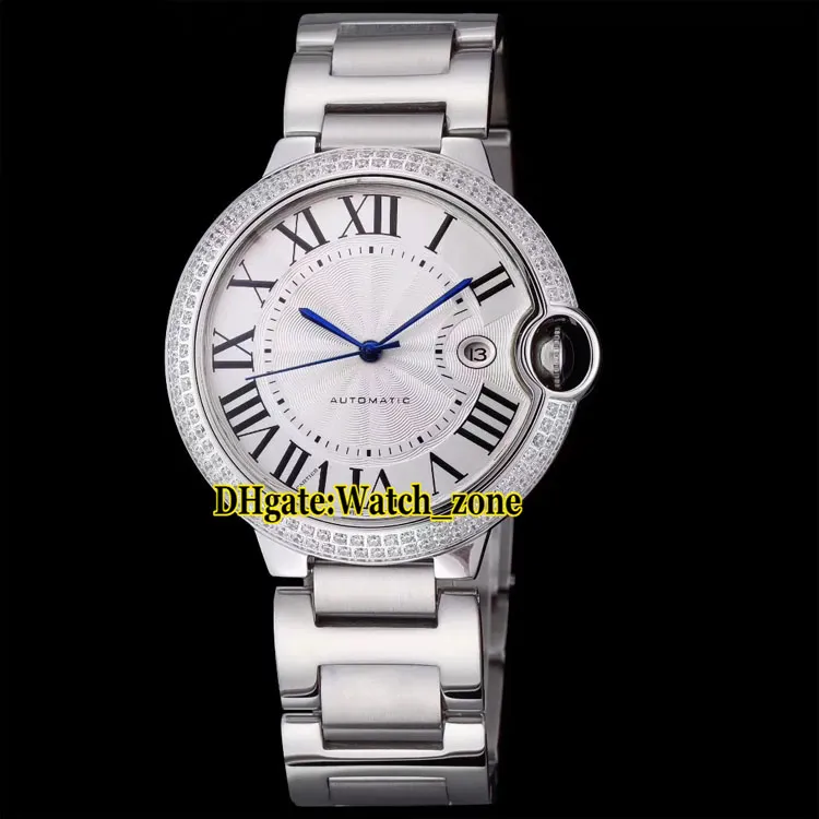 42mm Date WE9009Z3 Cadran Blanc Automatique Mens Watch Diamant Lunette En Acier Inoxydable Bande Saphir Nouveaux Gents Montres Watchzone