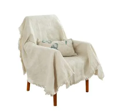 Housse de canapé pour meubles, rose et Beige, pour salon, serviette pour fauteuil, plaid tricoté, couverture de literie, nappe