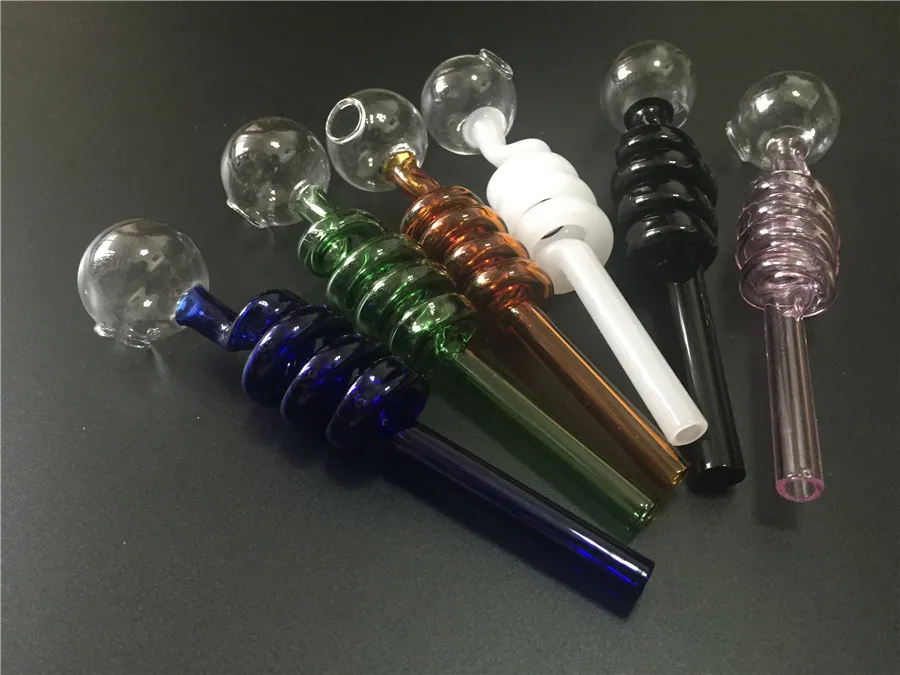 Tubos de vidro multicoloridos Queimadores de óleo de vidro curvo Tubos de 30 mm bola Balanceador Tubo de água Tubos de fumo de mão Tubo de borbulhador de ervas secas Frete grátis