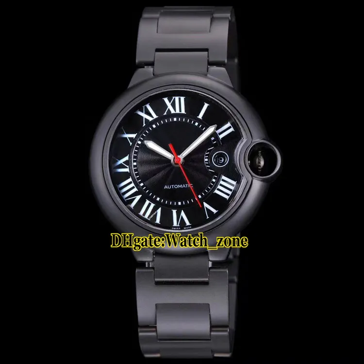 Novo 42mm Data WSBB0015 Black Dial Automático Mens Watch PVD Pulseira De Aço Preta Sapphire Vidro Gents de Alta Qualidade Esporte Relógios