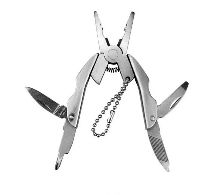 Flerfunktionsverktygstång utomhusöverlevnadsverktyg Mini Folding Tongs Sköldpadda Tänger Multifunktionsverktyg med CrewDriver Knife