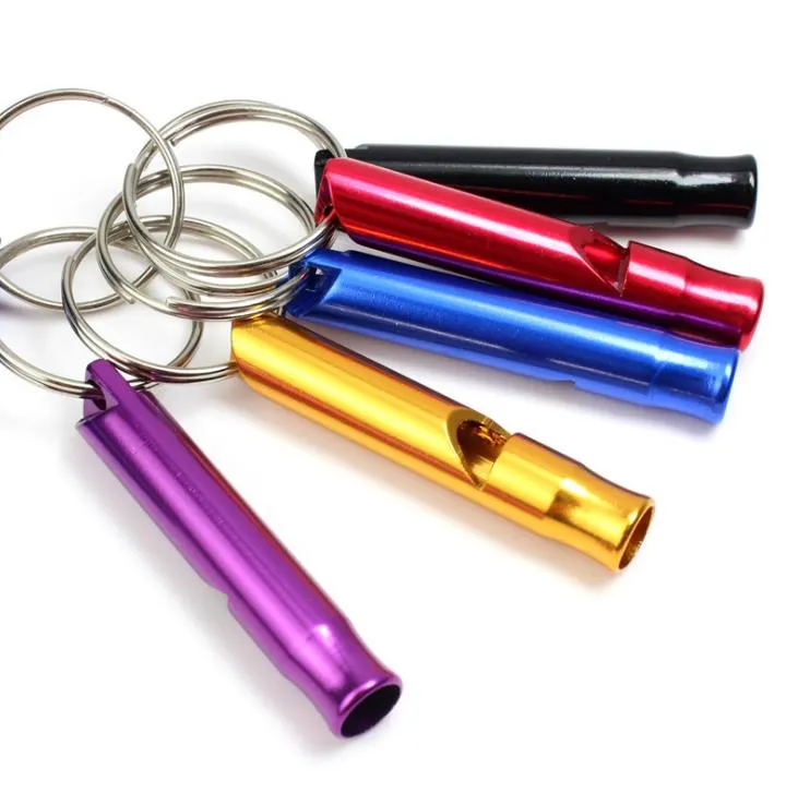 Aluminum Whistle Outdoor EDC Hiking Camping Survival Whistle with Key Chain Dog Training Whistles