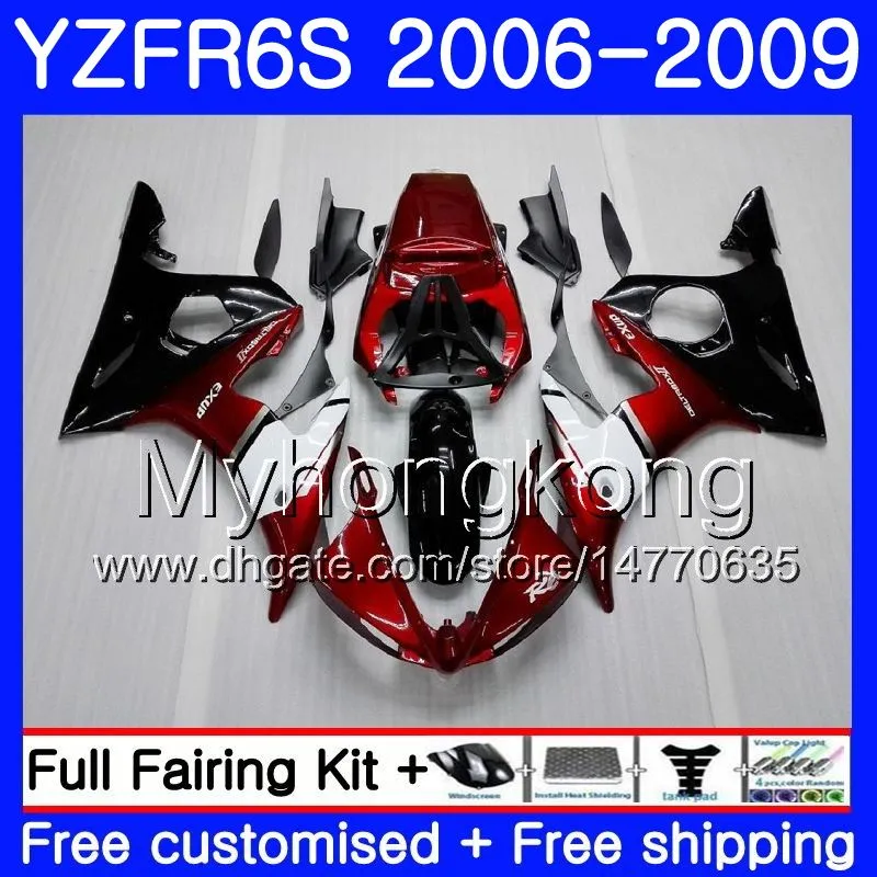 Corpo per YAMAHA nero caldo YZF R6 S R 6S Rosso scuro YZF600 YZFR6S 06 07 08 09 231HM.6 YZF-600 YZF R6S YZF-R6S 2006 2007 2008 2009 Kit carenature