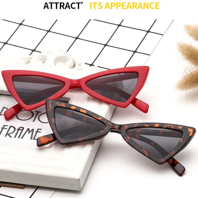 Cat Eye Sunglasses Triangle Frame Women Sun Eyeglasses UV400 Plastic Rim Candy Wholesale