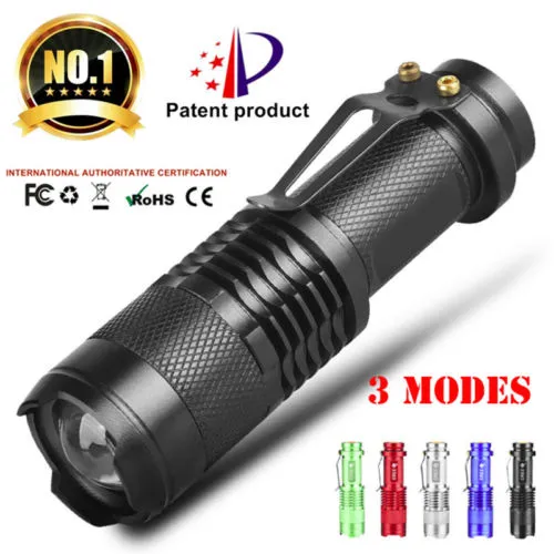 Q5 LED 300LM Zoom Mini Lanterna 5 Cores Portátil AA 14500 Lanterna Tocha Lanterna À Prova D 'Água Para Camping Pesca Ao Ar Livre