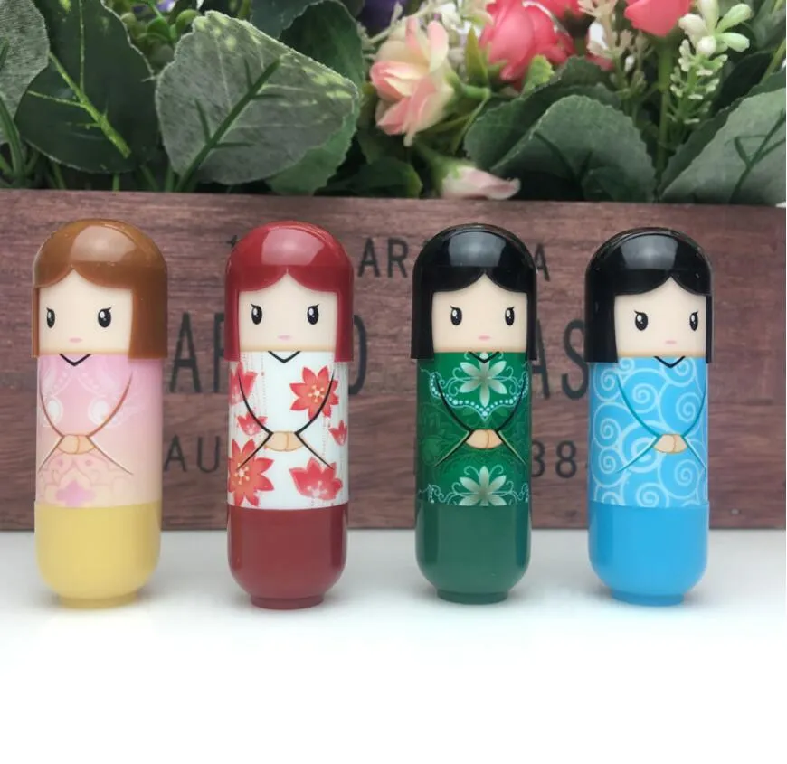 Najnowszy Balsam Lip Piękny Kimono Doll Wzór wargi Płyta Kolorowa Dziewczyna Makijaż Balsam Lip obecny Dla przyjaciela