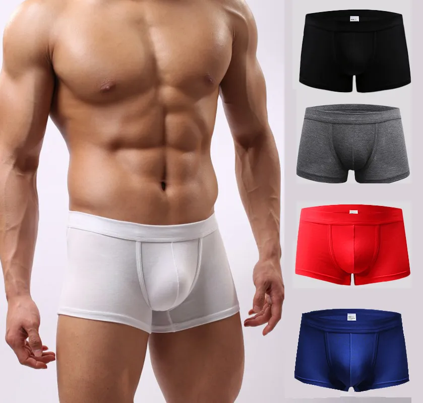 Modal Sexy Men Boxer Shorts underpant Underwear Solid Color U Convex Pouch Comfortable Breathable Underpants Fashion Man Boxers 