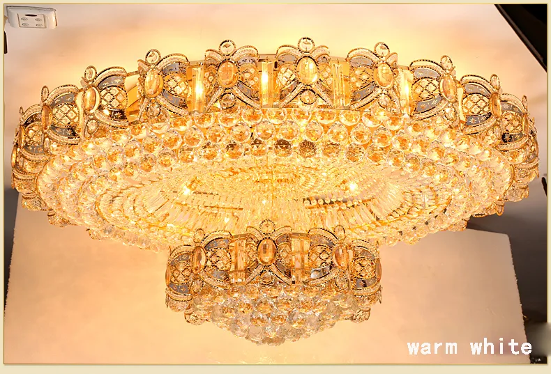 Lampadari moderni a soffitto in cristallo Lampade a sospensione Lampade a sospensione a montaggio superficiale in oro europeo americano americano Lampada a LED Illuminazione interni domestica rotonda i dimmerabili