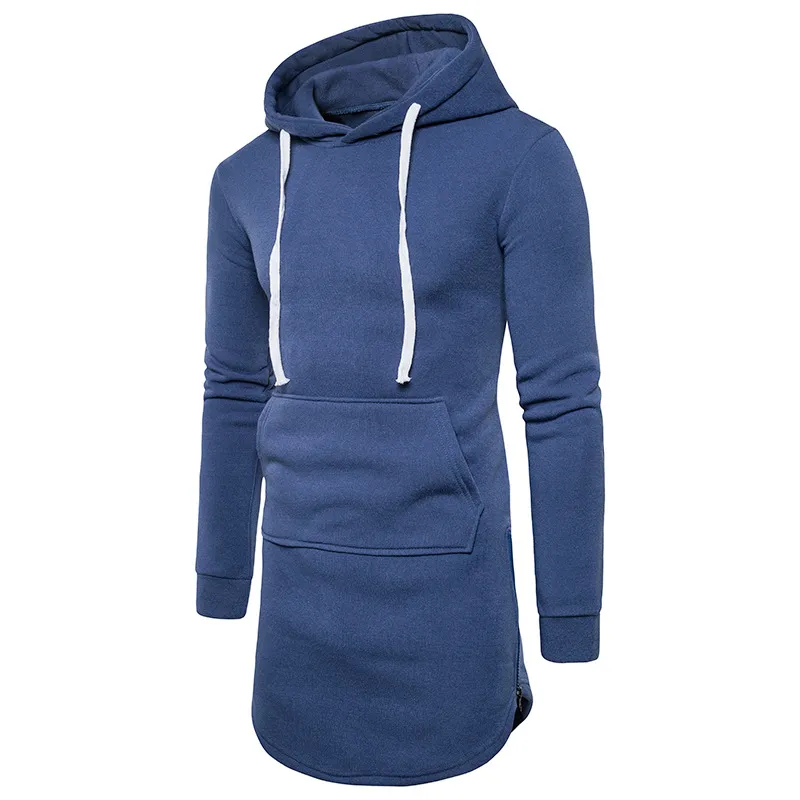 Mens Slim Fit Long Hooded Sweatshirt For Autumn And Winter