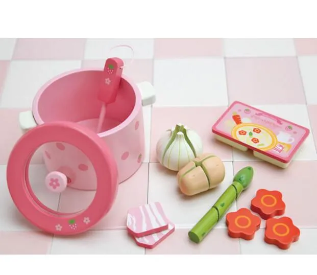 Baby speelgoed super schattig simulatie groente hete pot houten speelgoed speel voedsel pentend speel voedsel set verjaardag cadeau