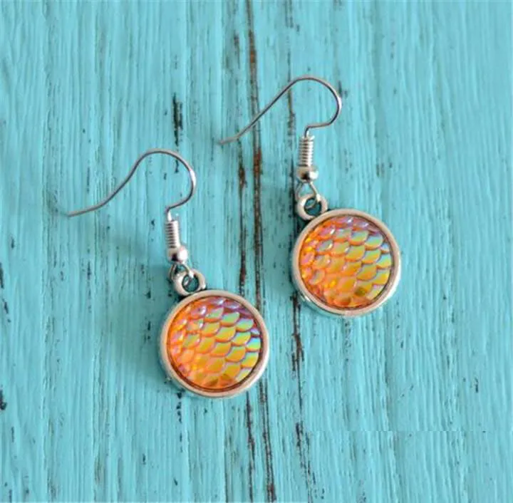 Fashion Shining Druzy Hooks Earrings Mermaid Scale Dangling Earring Silver Plated Fish Scale Earring Fine Jewelry Xmas Gift