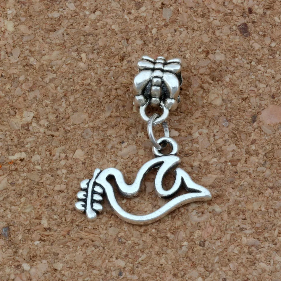 100st Antik Silver Peace Dove Oliver Charms Pendant för smycken gör armband Halsband DIY Tillbehör 19x24mm A-259