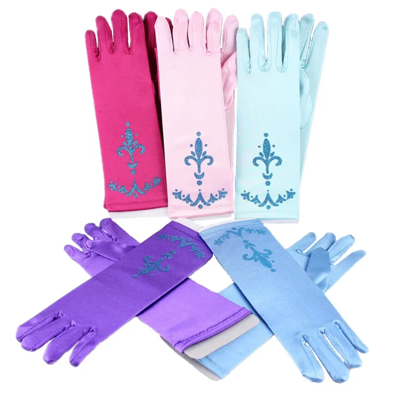 9 Colors Snow Queen Gloves Cosplay Costume Kids Full Finger Gloves for Halloween Christmas Party children Anime Gloves Coronation C1294