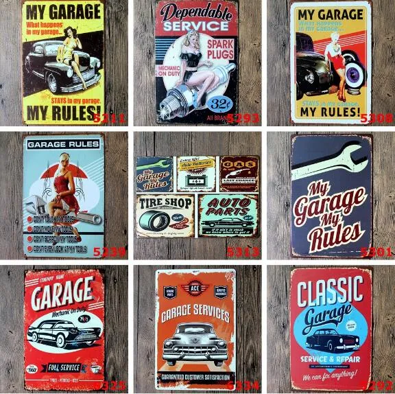 Metalen schilderij Garage Pin up Lady Route66 Tin sign Art wanddecoratie House Cafe Bar Vintage Metal craft XB1