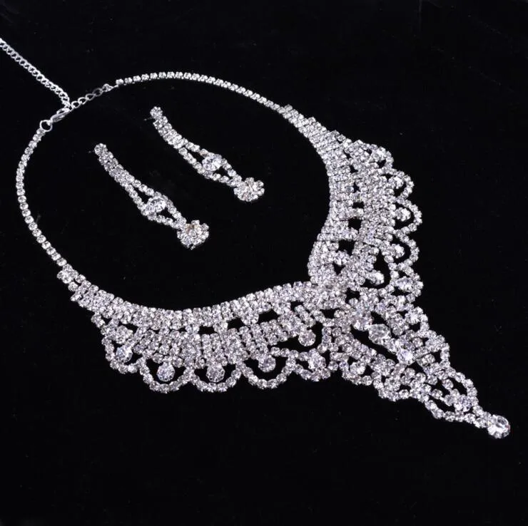 Simple New Wedding Jewelry Water Drop Crystal Collarbone Chain Necklace