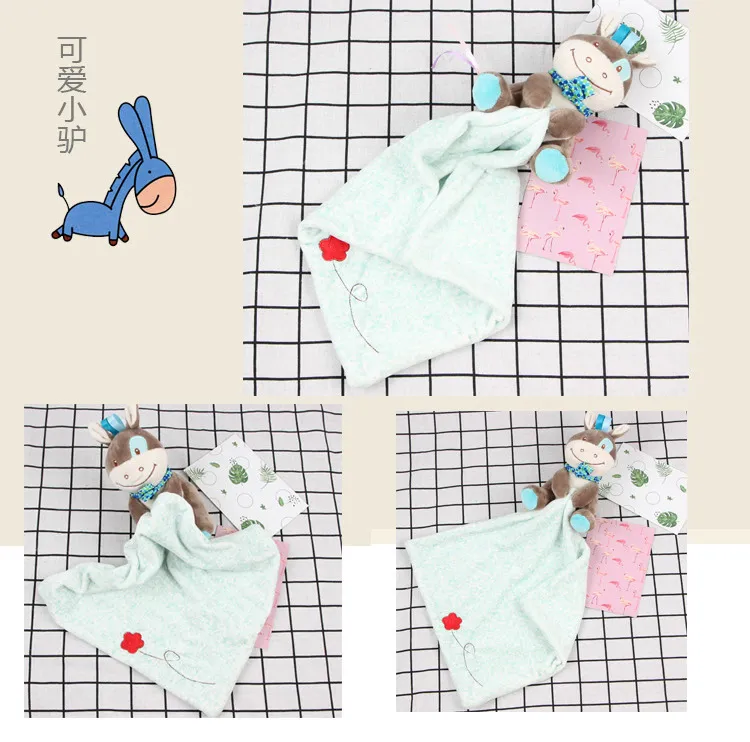 Bébé hochets bébé jouets couette mignon dessin animé Animal doux en peluche hochet confort serviettes poupées multifonctionnel bébé Care5792161