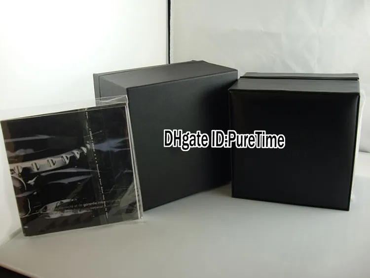 高品質のブラックレザーウォッチボックスホールメンズレディースウォッチオリジナルボックス証明書カードギフトペーパーバッグpuretime257b