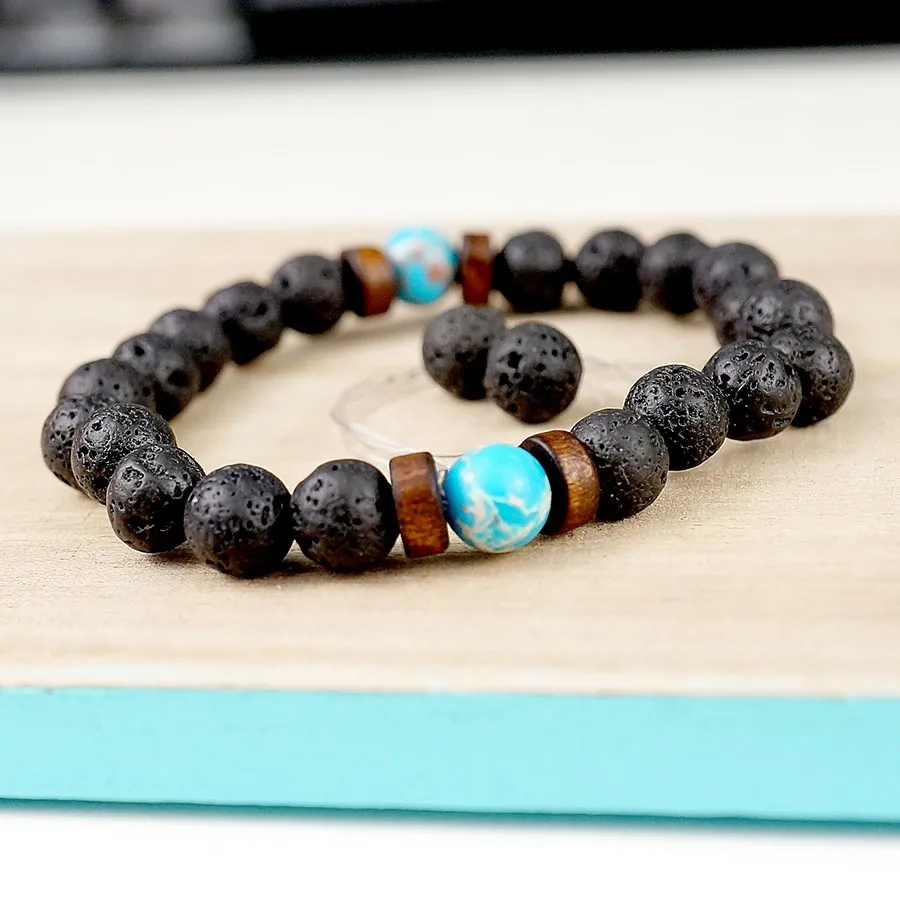 Lava Stone Beads Imperial Jasper Buddhist Diffuser Bracelets for Men
