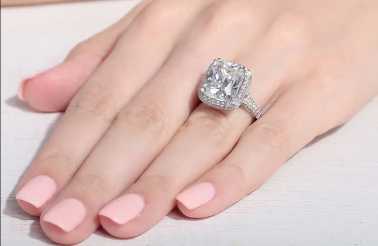 Choucong Majestic Sensation 10ct Stone 5aジルコンCZ 14ktホワイトゴールドいっぱいの女性の婚約の結婚式のバンドリング