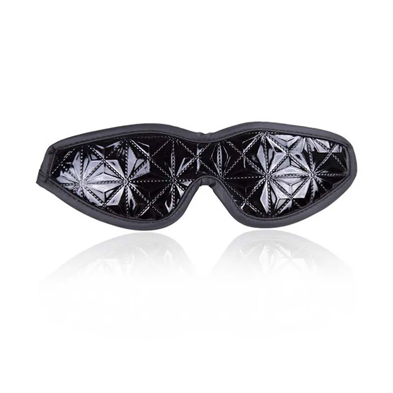 Cuero Blinder Eye Mask Blindfold Diamond Pattern Restricción erótica Juego para adultos Fetish Bdsm Sex Toy para pareja Mujeres