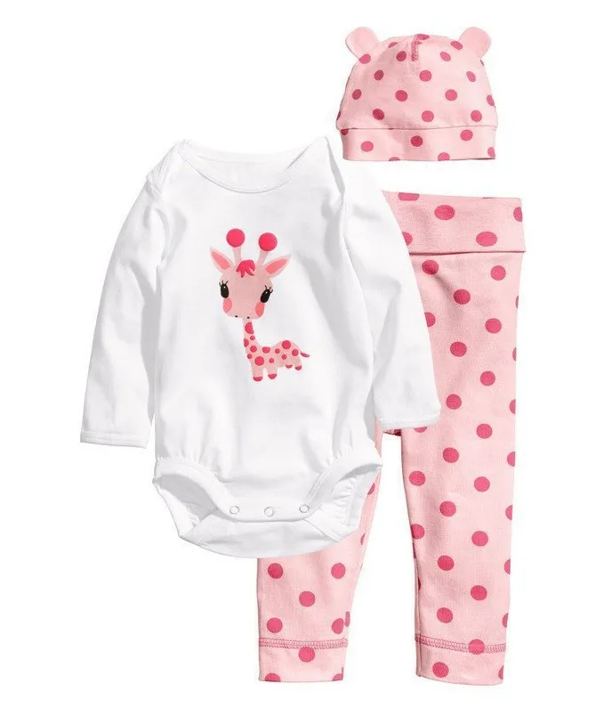 Mignon bébé garçon filles nouveau-né animaux tenue avec chapeau enfant en bas âge mode combinaisons costume infantile barboteuse + pantalon + chapeau / set vêtements costume top qualité