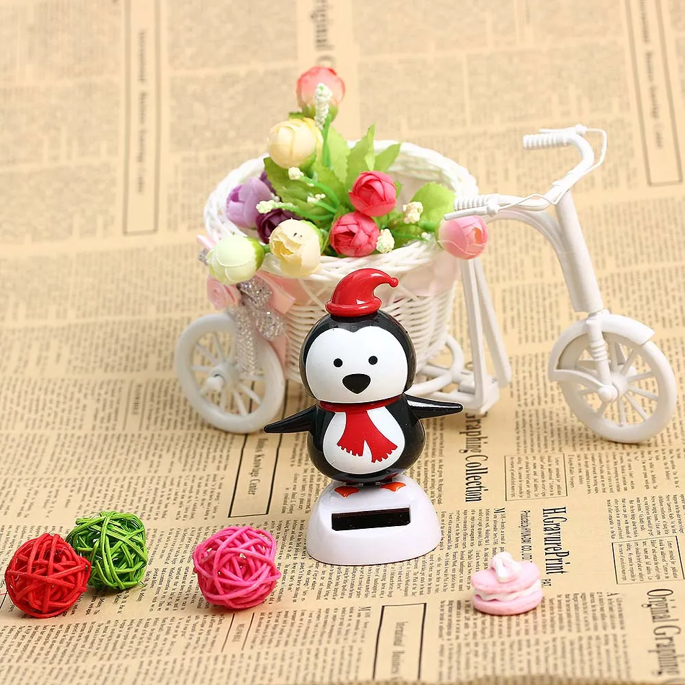 Cute Solar Powered Dancing Swinging Bobble Doll Toy Car Christmas Home Decoration Car Accessories