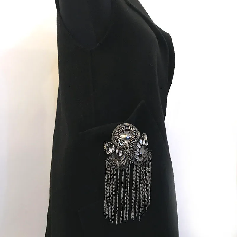 2021 Kpop fashion Performance accessories women clothes epaulet tassel shoulder epaulettes/charreteras hombro/brooch wholesale