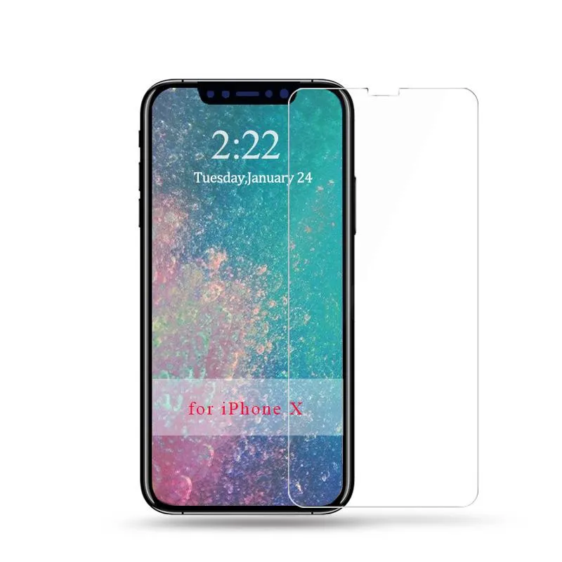 Protector de pantalla antiarañazos 9H, vidrio templado resistente al agua para iPhone X XS MAX 7, Protector de pantalla de alta calidad