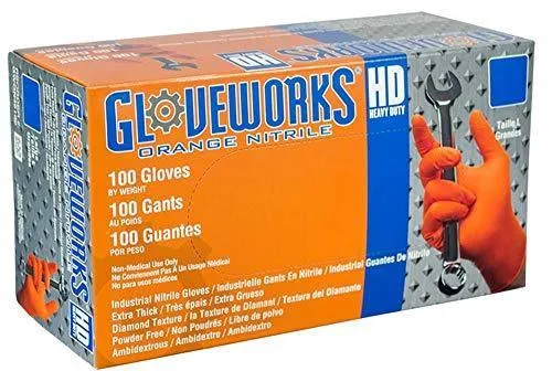 Gloveworks HD Orange Nitrile Gloves XL