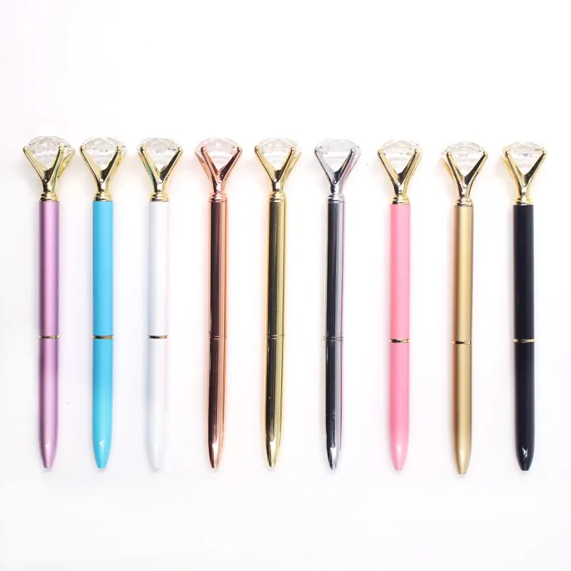 Kawaii Carat Ballpoint Crystal Pen Big Gem Metal Ball Pen With Large Diamond Magical Pen Fashion School Office Supplies