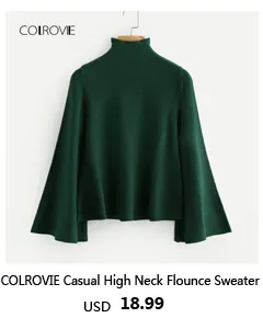 Colrovie Burgundy żebrowane swobodne strzały sweter w 2018 r. Jesienne dzianiny streetwear pullover jumper dziewczęta swetry kobiety ubrania 1128740