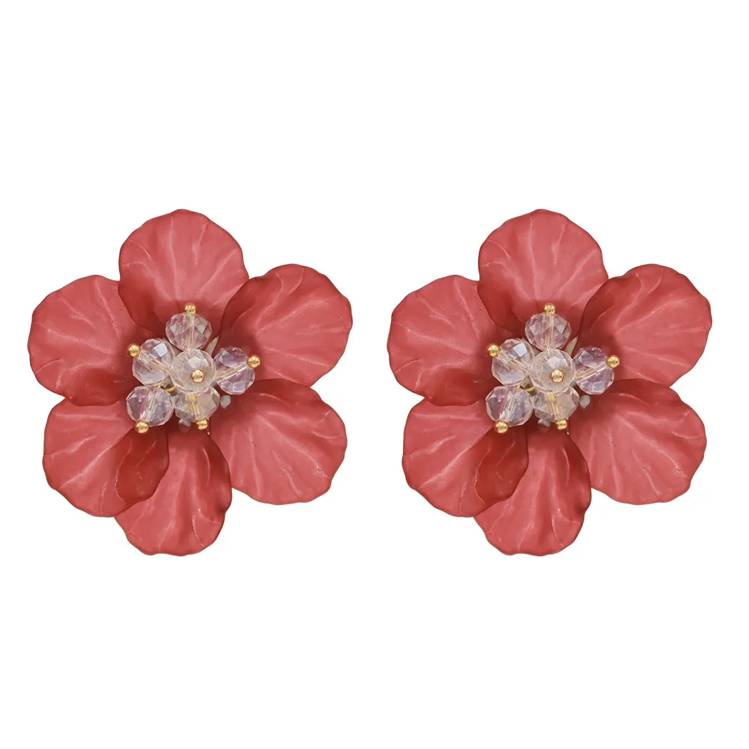 Bohemian 6 Colors New Korean Style Fashion Jewelry Crystal Flower Stud Earrings For Women