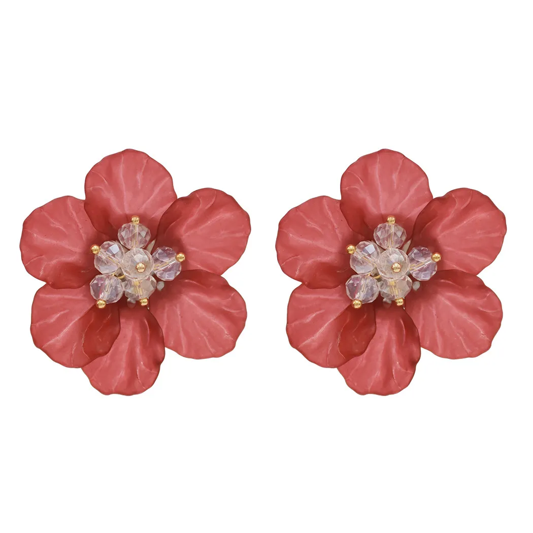 Bohemio 6 colores nuevo estilo coreano joyería de moda cristal flor Stud pendientes para mujer